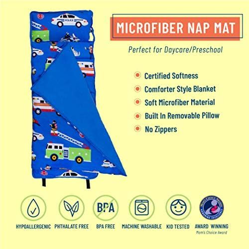  [아마존베스트]Wildkin Microfiber Nap Mat with Pillow for Toddler Boys and Girls, Perfect Size for Daycare and Preschool, Designed to Fit on a Standard Cot, Patterns Coordinate with Our Lunch Box