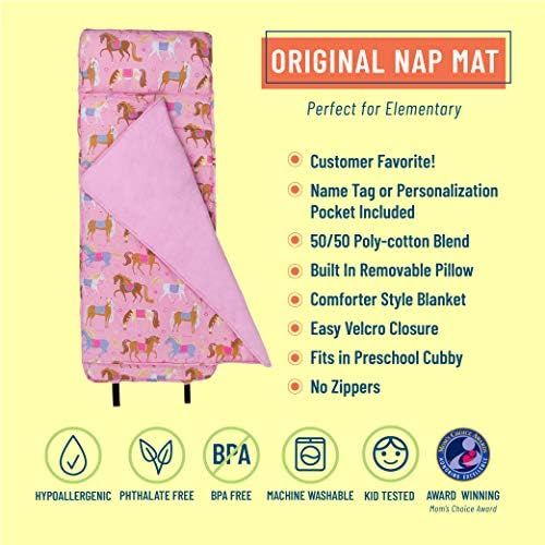  [아마존베스트]Wildkin Nap Mat with Pillow for Toddler Boys and Girls, Perfect Size for Daycare and Preschool, Designed to Fit on a Standard Cot, Patterns Coordinate with Our Lunch Boxes and Back