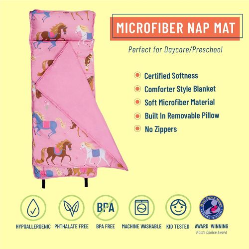  [아마존베스트]Wildkin Microfiber Nap Mat with Pillow for Toddler Boys and Girls, Perfect Size for Daycare and Preschool, Designed to Fit on a Standard Cot, Patterns Coordinate with Our Lunch Box