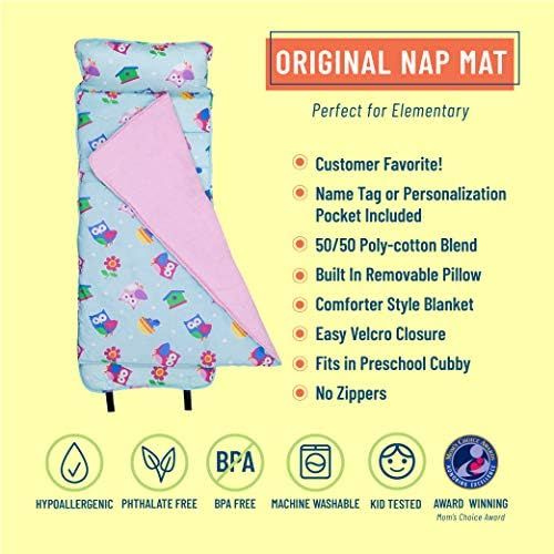  [아마존베스트]Wildkin Nap Mat with Pillow for Toddler Boys and Girls, Perfect Size for Daycare and Preschool, Designed to Fit on a Standard Cot, Patterns Coordinate with Our Lunch Boxes and Back