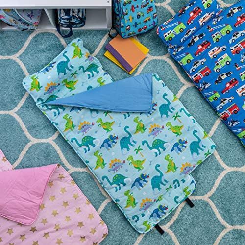  Wildkin Original Nap Mat with Pillow for Toddler Boys and Girls, Ideal for Daycare and Preschool, Measures 50 x 1.5 x 20 Inches, Moms Choice Award Winner, BPA-Free, Olive Kids (Din