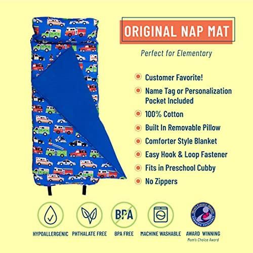  Wildkin Original Nap Mat with Pillow for Toddler Boys and Girls, Ideal for Daycare and Preschool, Measures 50 x 1.5 x 20 Inches, Moms Choice Award Winner, BPA-Free, Olive Kids (Her