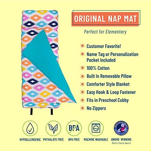  Wildkin Original Nap Mat with Pillow for Toddler Boys and Girls, Ideal for Daycare and Preschool, Measures 50 x 1.5 x 20 Inches, Moms Choice Award Winner, BPA-Free (Watercolor Poni