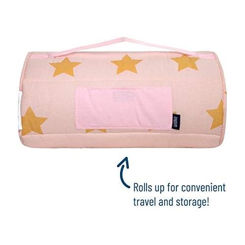  Wildkin Original Nap Mat with Pillow for Toddler Boys and Girls, Ideal for Daycare and Preschool, Measures 50 x 1.5 x 20 Inches, Moms Choice Award Winner, BPA-Free (Pink and Gold S