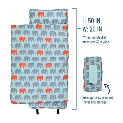  Wildkin Original Nap Mat with Pillow for Toddler Boys and Girls, Ideal for Daycare and Preschool, Measures 50 x 1.5 x 20 Inches, Moms Choice Award Winner, BPA-Free, Olive Kids (Ele