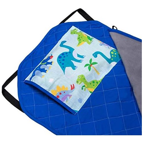  Wildkin All-In-One Modern Nap Mat with Pillow for Toddler Boys and Girls, Ideal for Daycare and Preschool, Features Elastic Corner Straps Cotton Blend Materials, Olive Kids (Dinosa