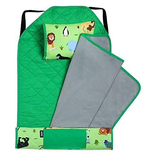  Wildkin All-In-One Modern Nap Mat with Pillow for Toddler Boys and Girls, Ideal for Daycare and Preschool, Features Elastic Corner Straps Cotton Blend Materials, Olive Kids (Wild A