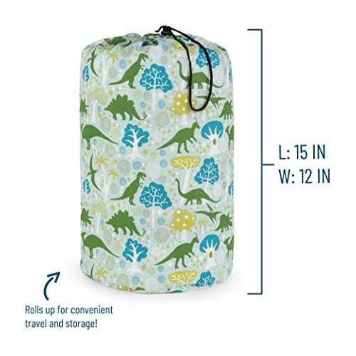  Wildkin Kids Original Sleeping Bag for Boys and Girls, Features Elastic Storage Strap & Storage Bag, Perfect Size for Slumber Parties, Camping, and Overnight Travel, BPA-free (Dino