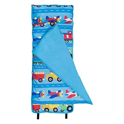  Wildkin Microfiber Nap Mat with Pillow for Toddler Boys and Girls,Measures 50 x 20 x 1.5 Inches,Ideal for Daycare and Preschool,Moms Choice Award Winner,BPA-Free,Olive Kids(Trains,
