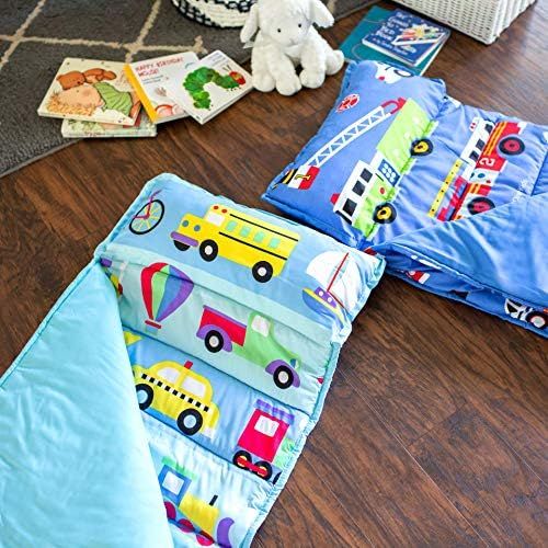  Wildkin Microfiber Nap Mat with Pillow for Toddler Boys and Girls, Measures 50 x 20 x 1.5 Inches, Ideal for Daycare and Preschool, Moms Choice Award Winner, BPA-Free, Olive Kids (O