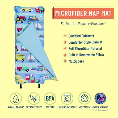  Wildkin Microfiber Nap Mat with Pillow for Toddler Boys and Girls, Measures 50 x 20 x 1.5 Inches, Ideal for Daycare and Preschool, Moms Choice Award Winner, BPA-Free, Olive Kids (O