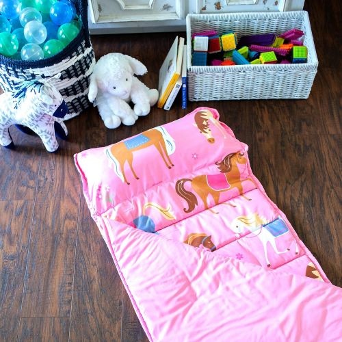  Wildkin Microfiber Nap Mat with Pillow for Toddler Boys and Girls, Ideal for Daycare and Preschool, Measures 50 x 1.5 x 20 Inches, Moms Choice Award Winner, BPA-Free, Olive Kids (H