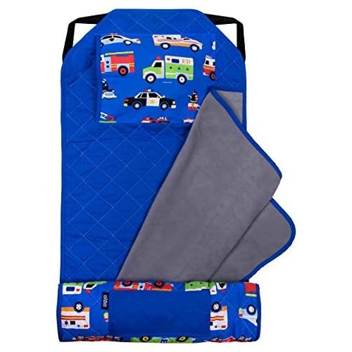  Wildkin All-In-One Modern Nap Mat with Pillow for Toddler Boys and Girls, Ideal for Daycare and Preschool, Features Elastic Corner Straps Cotton Blend Materials, Olive Kids (Heroes