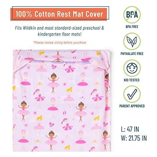  [아마존베스트]Wildkin 100% Cotton Kids Nap Mat Cover for Boys & Girls, Sewn-in Flap Pillowcase Design Nap Mat Covers, Fits Our Vinyl Nap Mat up to 1.5 Inches Including Basic KinderMat, BPA-Free