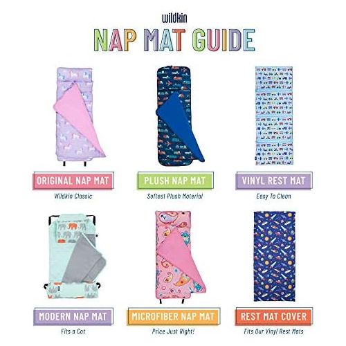  [아마존베스트]Wildkin 100% Cotton Kids Nap Mat Cover for Boys & Girls, Sewn-in Flap Pillowcase Design Nap Mat Covers, Fits Our Vinyl Nap Mat up to 1.5 Inches Including Basic KinderMat, BPA-Free