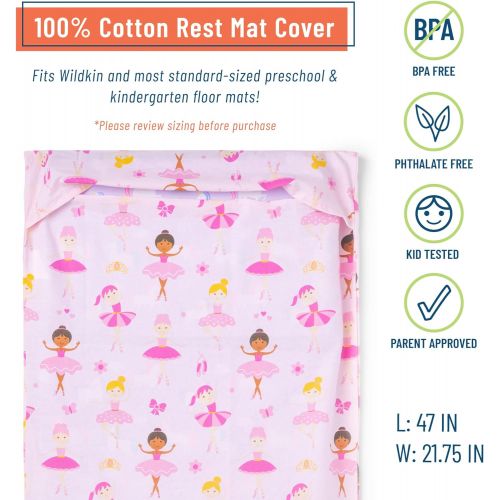  [아마존베스트]Wildkin 100% Cotton Kids Nap Mat Cover for Boys & Girls, Sewn-in Flap Pillowcase Design Nap Mat Covers, Fits Our Vinyl Nap Mat up to 1.5 Inches Including Basic KinderMat, BPA-Free