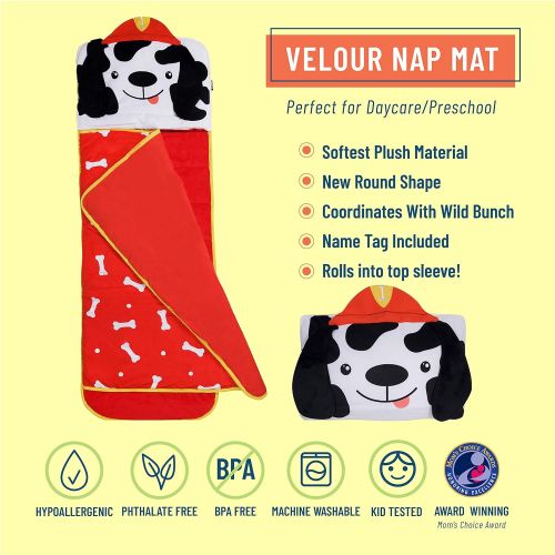 [아마존베스트]Wildkin Kids Plush Nap Mat for Toddler Boys and Girls, Measures 57.5 x 20 x 1.5 Inches Plush Nap Mat Sacks, Ideal for Daycare & Preschool Nap Mats, Features Attached Blanket, BPA-F