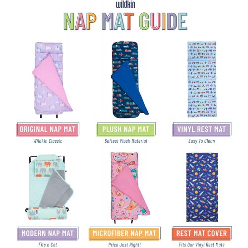  [아마존베스트]Wildkin Kids Plush Nap Mat for Toddler Boys and Girls, Measures 57.5 x 20 x 1.5 Inches Plush Nap Mat Sacks, Ideal for Daycare & Preschool Nap Mats, Features Attached Blanket, BPA-F