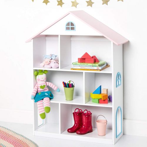  Wildkin Kids Wooden Dollhouse Bookcase for Girls, Measures 42 x 12 x 33 Inches, Dollhouse Bookshelf Keep Toys, Games, Books, and Art Supplies Organized, Ideal for Bedroom or Playro