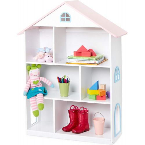  Wildkin Kids Wooden Dollhouse Bookcase for Girls, Measures 42 x 12 x 33 Inches, Dollhouse Bookshelf Keep Toys, Games, Books, and Art Supplies Organized, Ideal for Bedroom or Playro