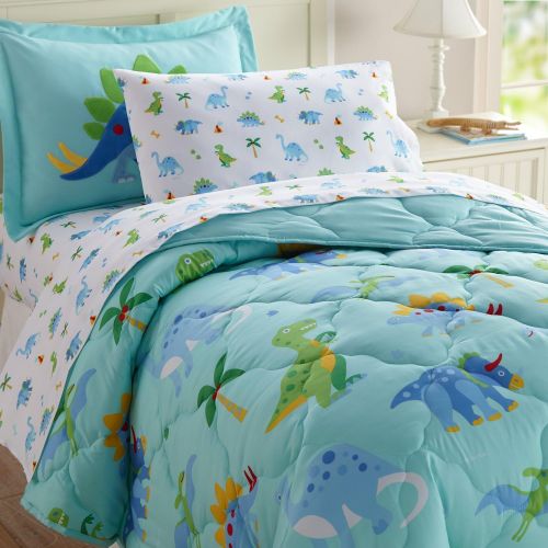  Wildkin 7 Piece Full Bed-in-A-Bag, 100% Microfiber Bedding Set, Includes Comforter, Flat Sheet, Fitted Sheet, Two Pillowcases, and Two Embroidered Shams, Olive Kids Design  On The