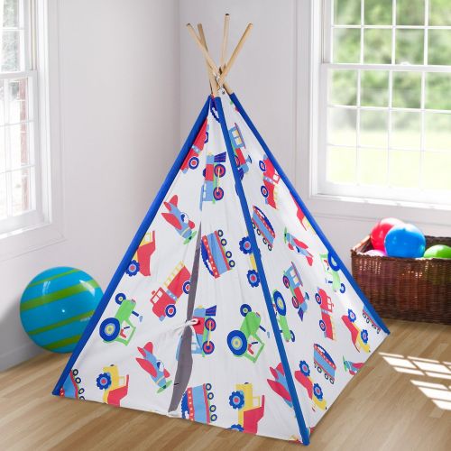  Wildkin Play Tent, Perfect Addition to Your Childs Playroom,Ages 3+ Years, Olive Kids Design - Trains, Planes, and Trucks