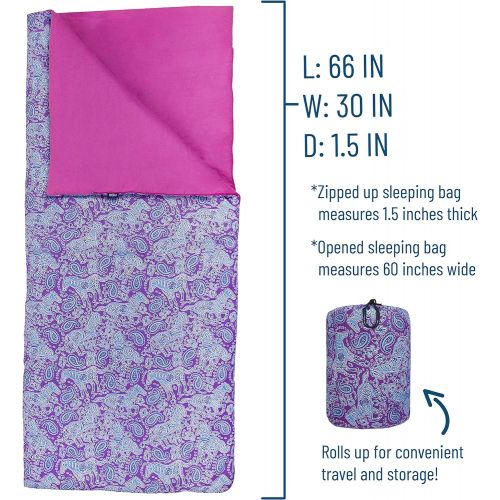  Wildkin Original Sleeping Bag, Features Matching Travel Pillow and Coordinating Storage Bag, Perfect for Sleeping On-The-Go  Stars