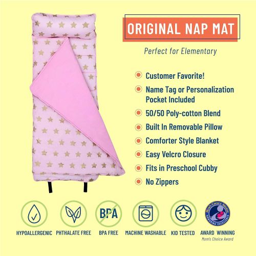  Wildkin Original Nap Mat, Features Built-in Blanket and Pillow, Perfect for Daycare and Preschool or Napping On-The-Go  Stars