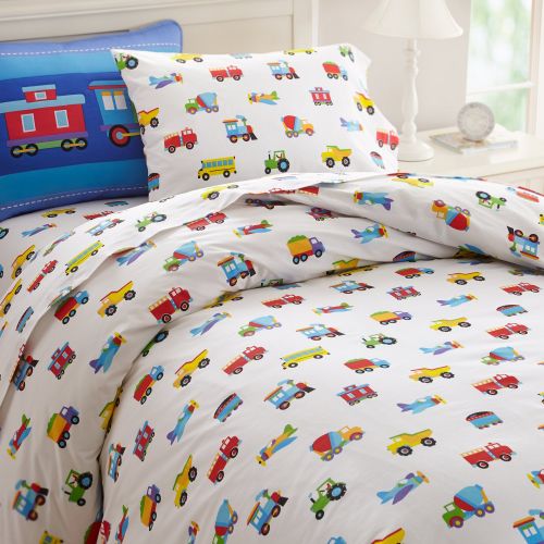  Wildkin Twin Duvet Cover, Super Soft 100% Cotton Twin Duvet Cover with Button Closure, Coordinates with Other Wildkin Room Decor, Olive Kids Design  Trains, Planes, & Trucks