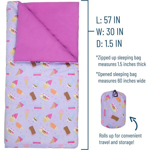  Wildkin Original Sleeping Bag, Features Matching Travel Pillow and Coordinating Storage Bag, Perfect for Sleeping On-The-Go, Olive Kids Design  Unicorn