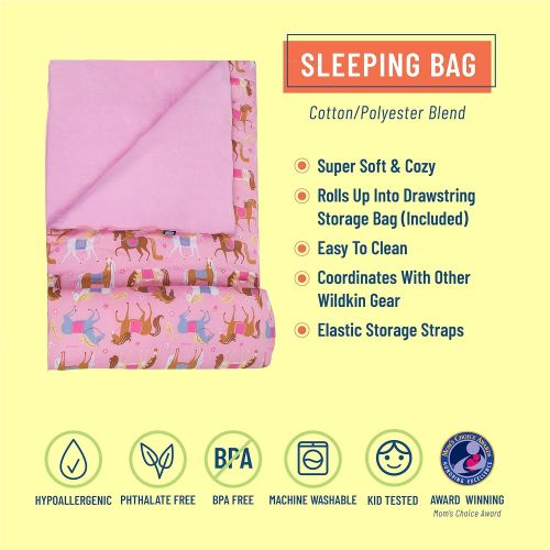  Wildkin Original Sleeping Bag, Features Matching Travel Pillow and Coordinating Storage Bag, Perfect for Sleeping On-The-Go, Olive Kids Design  Unicorn