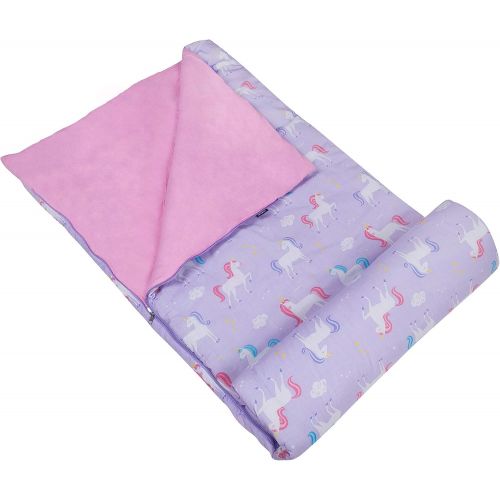  Wildkin Original Sleeping Bag, Features Matching Travel Pillow and Coordinating Storage Bag, Perfect for Sleeping On-The-Go, Olive Kids Design  Unicorn