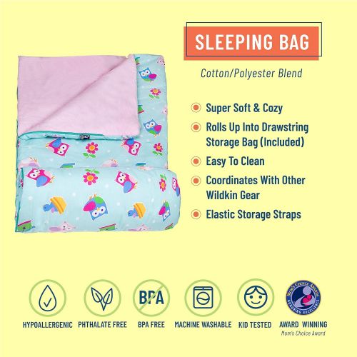  Wildkin Original Sleeping Bag, Features Matching Travel Pillow and Coordinating Storage Bag, Perfect for Sleeping On-The-Go, Olive Kids Design  Unicorn