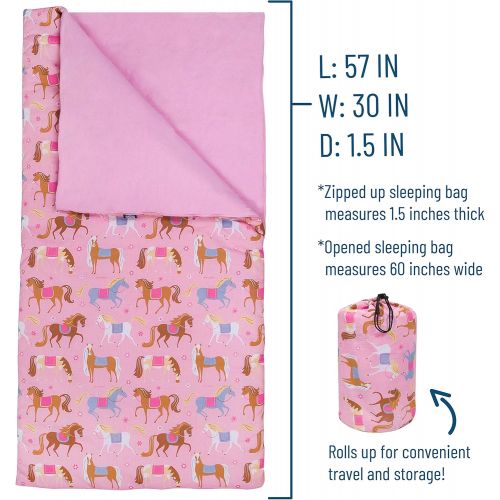  Wildkin Original Sleeping Bag, Features Matching Travel Pillow and Coordinating Storage Bag, Perfect for Sleeping On-The-Go, Olive Kids Design  Unicorn