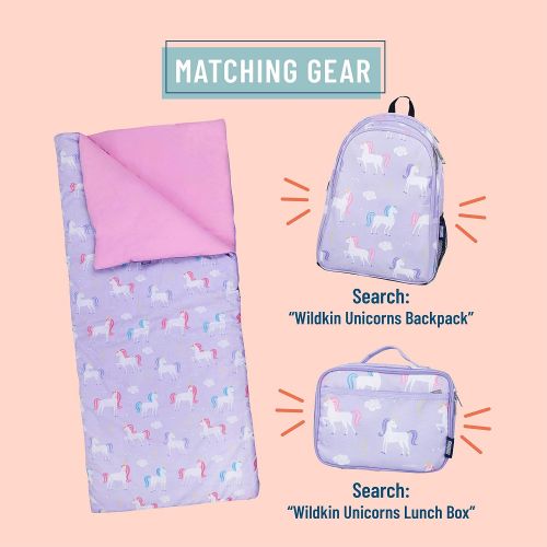  Wildkin Original Sleeping Bag, Features Matching Travel Pillow and Coordinating Storage Bag, Perfect for Sleeping On-The-Go, Olive Kids Design  Unicorn