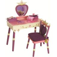 Wildkin Princess Vanity Table & Chair Set, Features Heart-Shaped Mirror, Two Jewelry Boxes, and Removable Plush Seat Cushions, Perfect for the Little Princess in Your Life  Pink