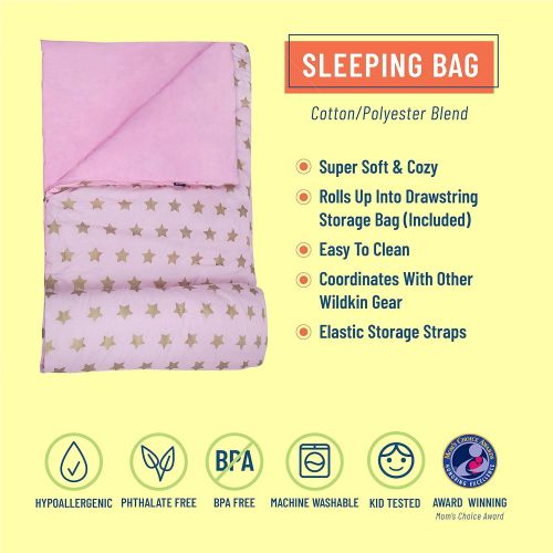  Wildkin Sleeping Bag, Children’s Original Sleeping Bag with Pillowcase and Storage Bag, Premium Cotton & Microfiber Blend Exterior, 100% Cotton Flannel Interior, Ages 5+, Fairies