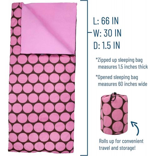  Wildkin Sleeping Bag, Children’s Original Sleeping Bag with Pillowcase and Storage Bag, Premium Cotton & Microfiber Blend Exterior, 100% Cotton Flannel Interior, Ages 5+, Fairies