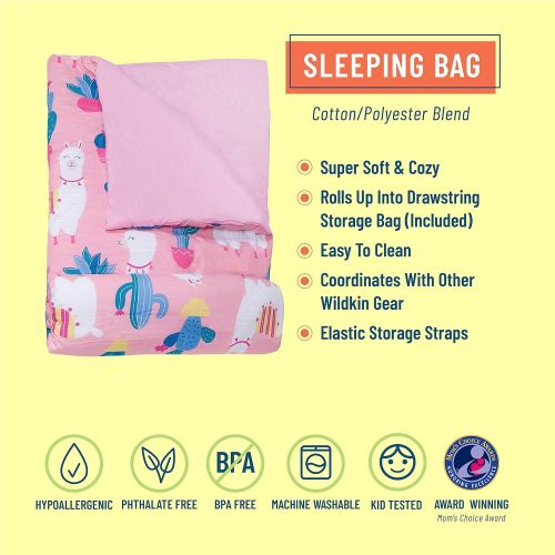  Wildkin Sleeping Bag, Children’s Original Sleeping Bag with Pillowcase and Storage Bag, Premium Cotton & Microfiber Blend Exterior, 100% Cotton Flannel Interior, Ages 5+, Fairies