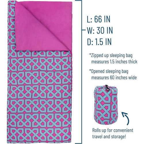  Wildkin Sleeping Bag, Children’s Original Sleeping Bag with Pillowcase and Storage Bag, Premium Cotton & Microfiber Blend Exterior, 100% Cotton Flannel Interior, Ages 5+, Fairies