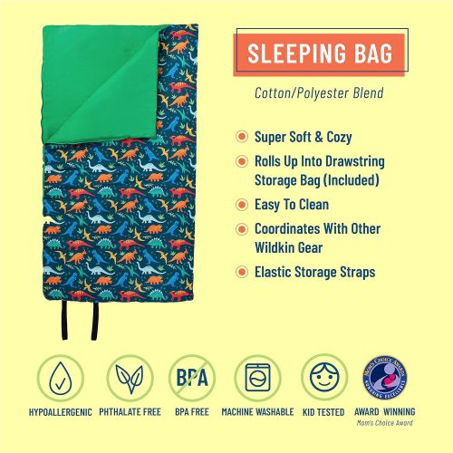  Wildkin Sleeping Bag, Children’s Original Sleeping Bag with Pillowcase and Storage Bag, Premium Cotton & Microfiber Blend Exterior, 100% Cotton Flannel Interior, Ages 5+, Fairies