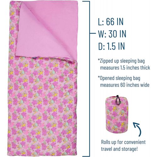  Wildkin Sleeping Bag, Children’s Original Sleeping Bag with Pillowcase and Storage Bag, Premium Cotton & Microfiber Blend Exterior, 100% Cotton Flannel Interior, Ages 5+, Fairies