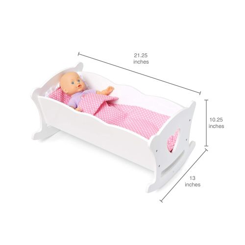  Wildkin Doll Cradle, Features Sturdy Construction and Classic Wood Design, Includes Pillow and Blanket, Suitable for Dolls up to 20 Inches  White