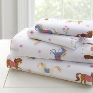 Wildkin Microfiber Twin Sheet Set, Includes Top Sheet, Fitted Sheet, and Pillow Case, Bold Patterns Coordinate with Other Room Decor, Olive Kids Design  Horses