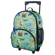 Wildkin Rolling Luggage, Features Telescopic Top Grab Handle with Convenient Extras for Quick and Easy Organization, Olive Kids Design - Wild Animals