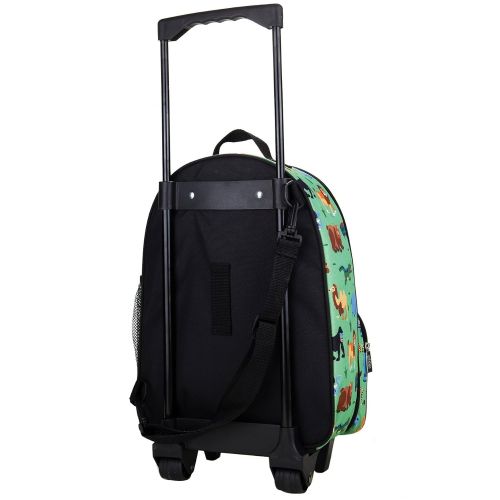  Wildkin Rolling Luggage, Features Telescopic Top Grab Handle with Convenient Extras for Quick and Easy Organization, Olive Kids Design - Wild Animals