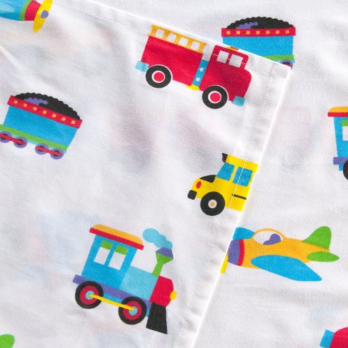  Wildkin Cotton Sheets, Twin, Trains Planes Trucks