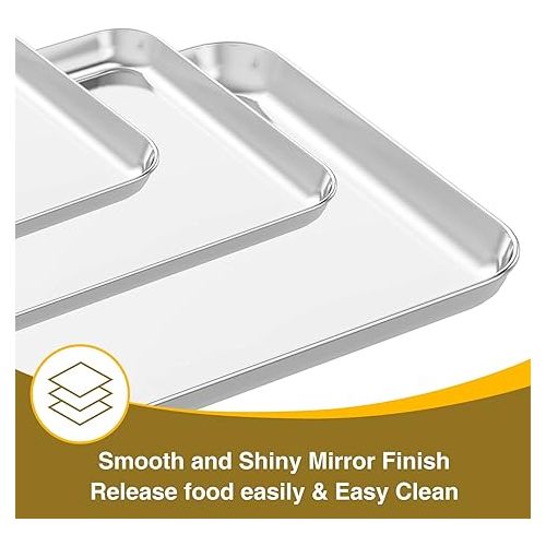  Wildone Baking Sheet with Rack Set (3 Pans + 3 Racks), Stainless Steel Baking Pan Cookie Sheet with Cooling Rack, Non Toxic & Heavy Duty & Easy Clean