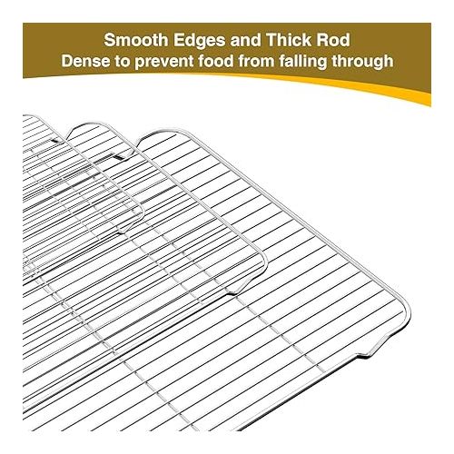  Wildone Baking Sheet with Rack Set (3 Pans + 3 Racks), Stainless Steel Baking Pan Cookie Sheet with Cooling Rack, Non Toxic & Heavy Duty & Easy Clean