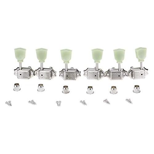  Wilkinson 3L3R Deluxe Vintage Keystone Style Guitar Tuners Machine Heads Tuning Pegs Keys Set for Les Paul Electric Guitar or Electric Guitar, Nickel